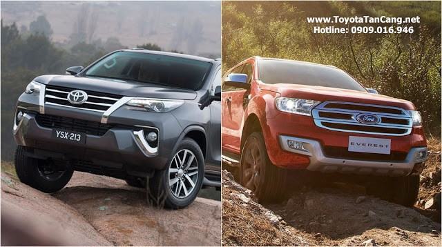 Toyota Fortuner 2016 (trái) và Ford Everest 2015 (phải)