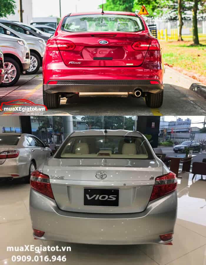 So sánh Ford Focus và Toyota Vios (đuôi xe)