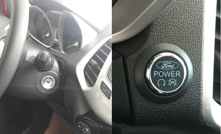Ford EcoSport Trend lắp hệ thống khởi động xe bằng chìa khóa, còn bản Titanium được trang bị hệ thống khởi động bằng nút bấm một chạm rất tiện ích.