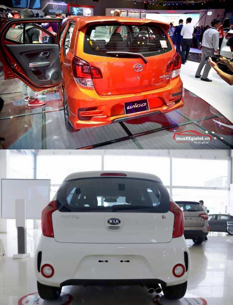 So sánh Toyota Wigo và Kia Morning (đuôi xe)