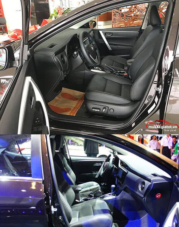 (Hàng ghế trước) Altis 2.0V Luxury (trên) so với phiên bản Altis 2.0V Sport (dưới) 