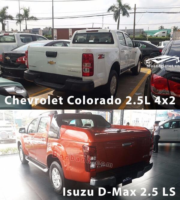 So sánh Chevrolet Colorado 2.5L 4x2 và Isuzu D-Max 2.5 LS (Đuôi xe bán tải)
