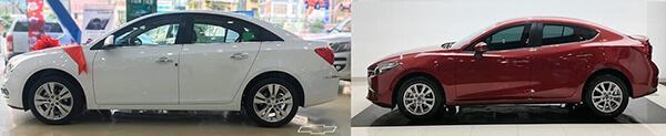 So sánh Chevrolet Cruze và Mazda3 (Hông xe)
