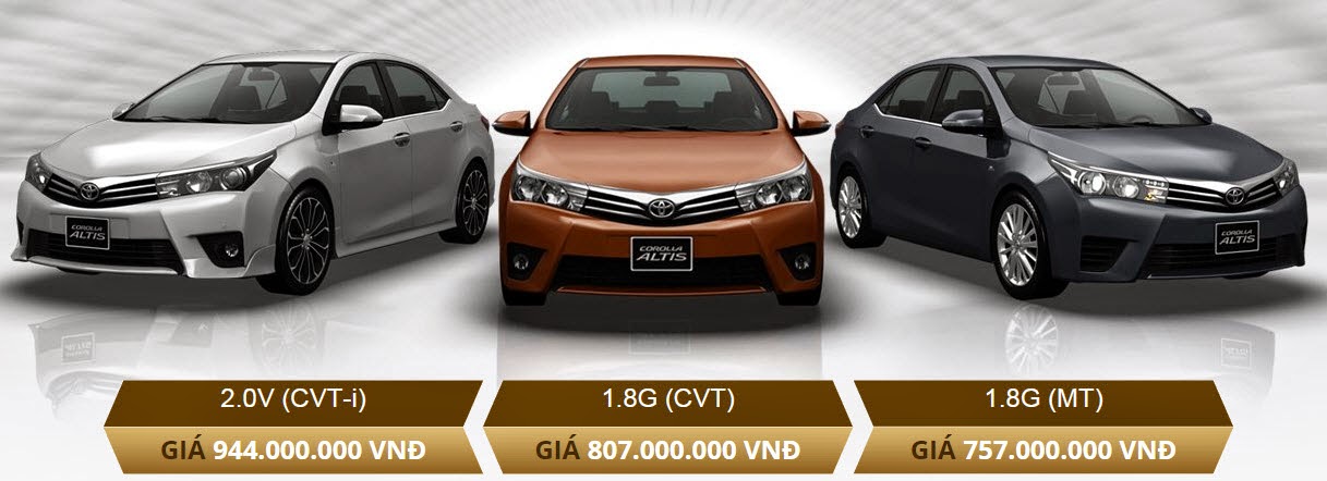 Toyota Corolla Altis 1.8G và Altis 2.0V có mức giá chênh lệch 137 triệu . 