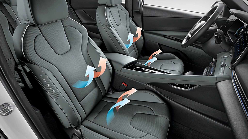 2 hàng ghế của Hyundai Elantra 2024 đều có tính năng sưởi/làm mát đem đến sự tiện nghi cho người dùng.
