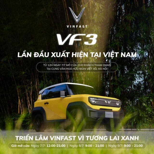 Xe điện VinFast VF3, VF6, VF7 ra mắt trong chuỗi triển lãm “VinFast – Vì tương lai xanh”